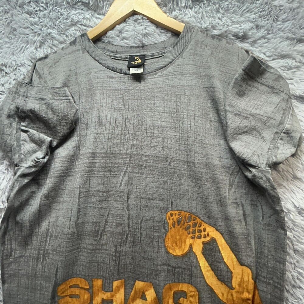 Vintage 90s Shaq Shirt Hardwood Mens Medium Gray Gold Graphic Basketball Dunk - Picture 11 of 15